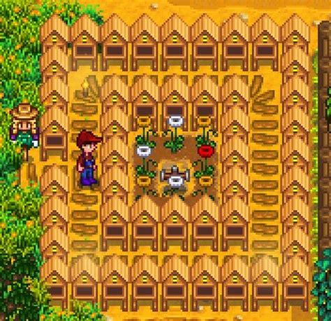 Stardew valley honey setup - The Junimo Hut is a unique building because you don't build it with Robin's help. Instead, it has to be unlocked later in the game by finishing a quest for the Wizard. Once you've finished all the Community Centre's bundles, go to the far part of the mountains where the Bathhouse is. That'll prompt a cutscene and you'll get a new quest: Dark ...